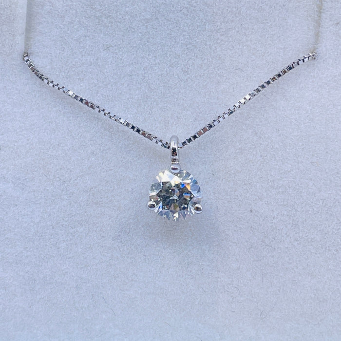 14kt White gold .55ct J SI2 Martini set round brilliant diamond pendant