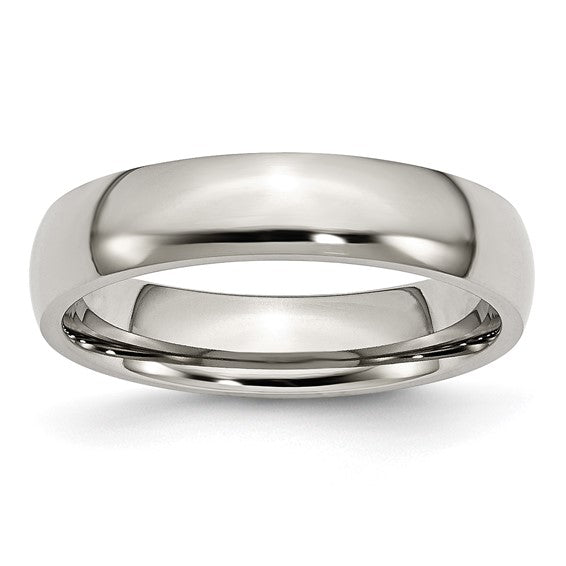 Stainless Steel Polished 5mm Half Round Band size 7