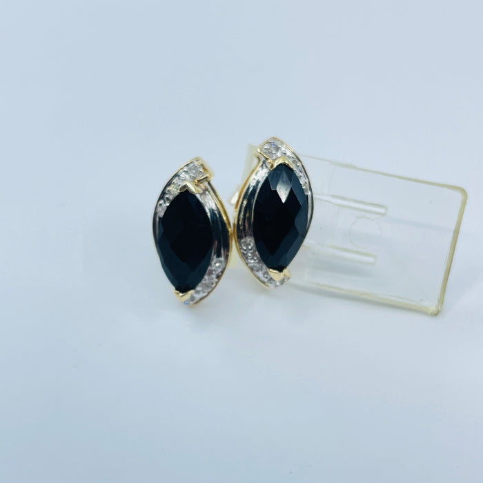 10kt Black Onyx and Diamond Earrings