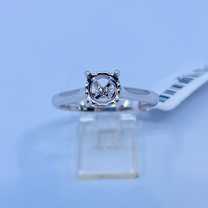 14kt White Gold Hidden Halo with gallery sides Mounting