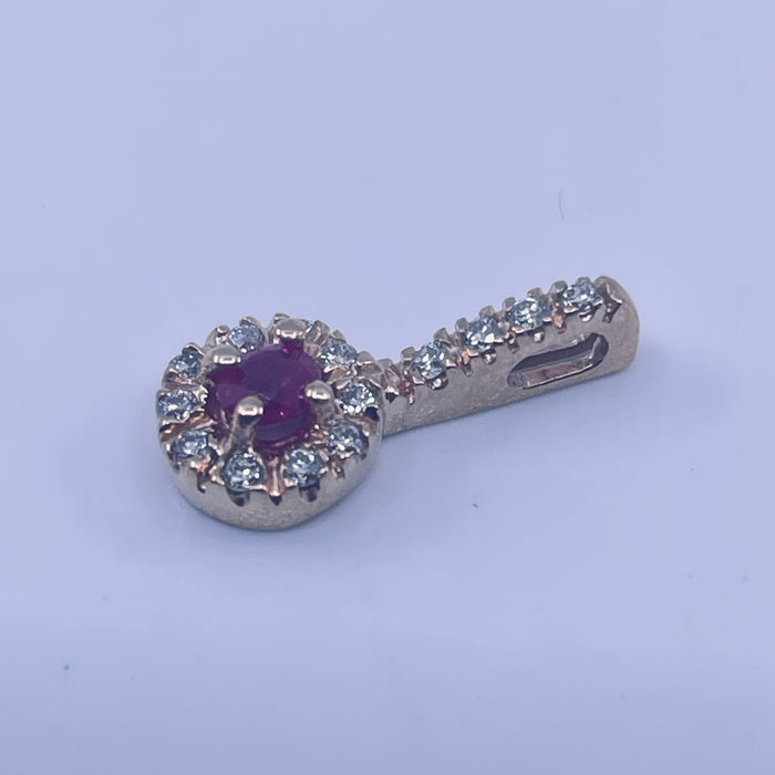 14kt Rose Gold Ruby and .20ctw Diamond Pendant