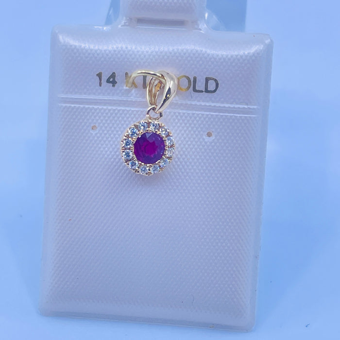 14kt Yellow Gold .20ct Ruby and Diamond Pendant