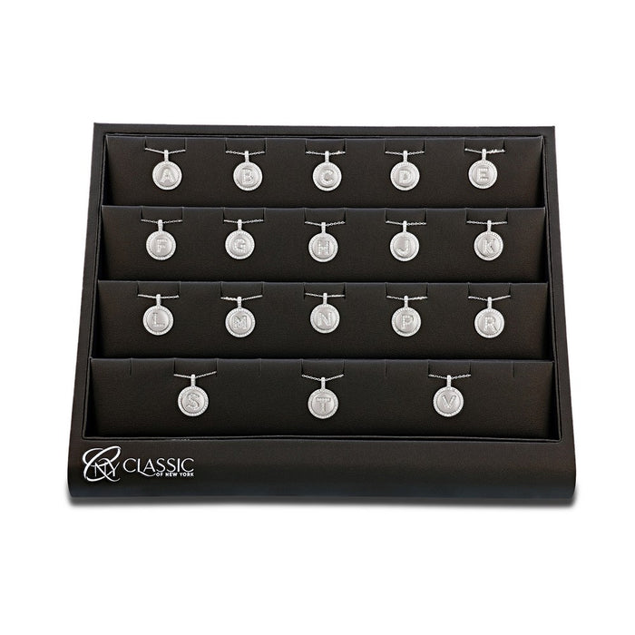 Sterling Silver Micro Pave Disc Initial Collection