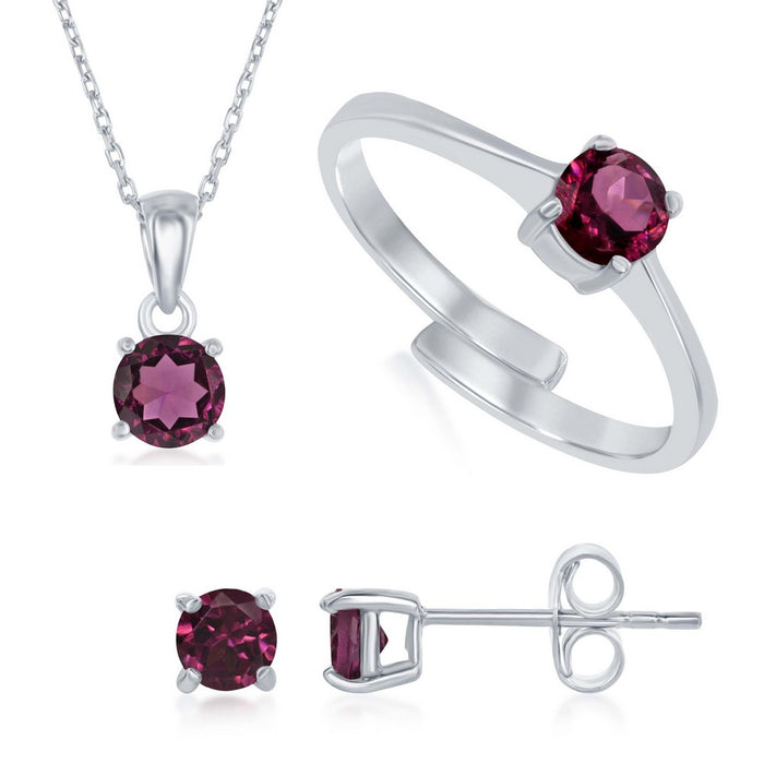 Sterling Silver "July Birthstone" Ruby Set