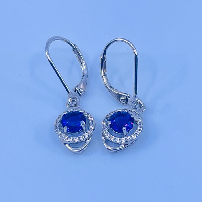 Sterling Silver Amethyst Earrings with cz side stones