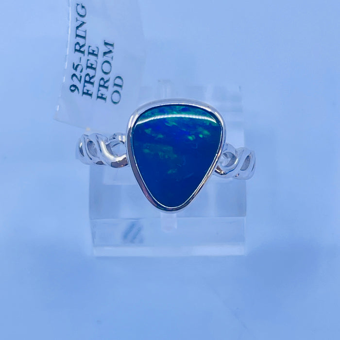 Sterling Silver Freeform bezel set Opal ring