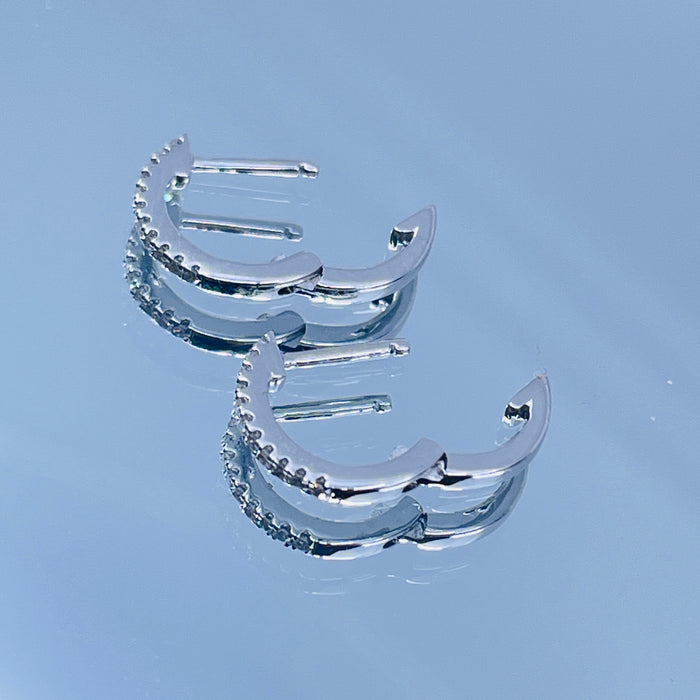 14kt White Gold .08ctw Diamond Hoop Earrings
