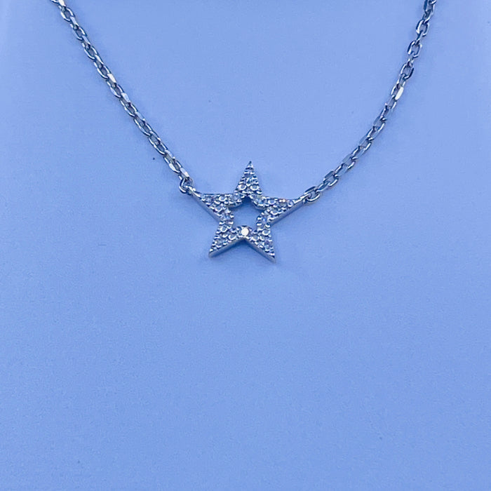 Sterling silver diamond star necklace￼