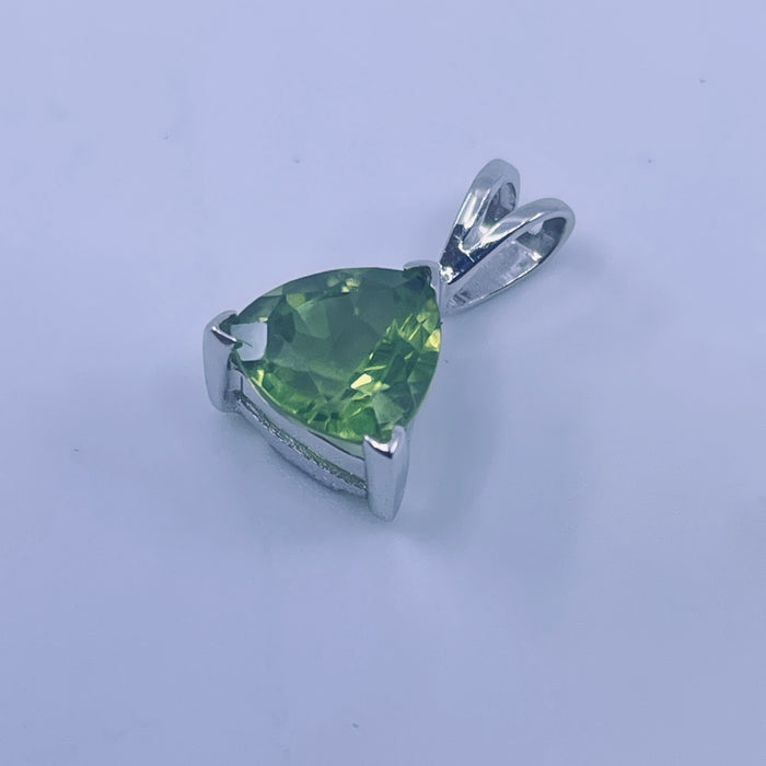 14kt White Gold Trillion Peridot Pendant