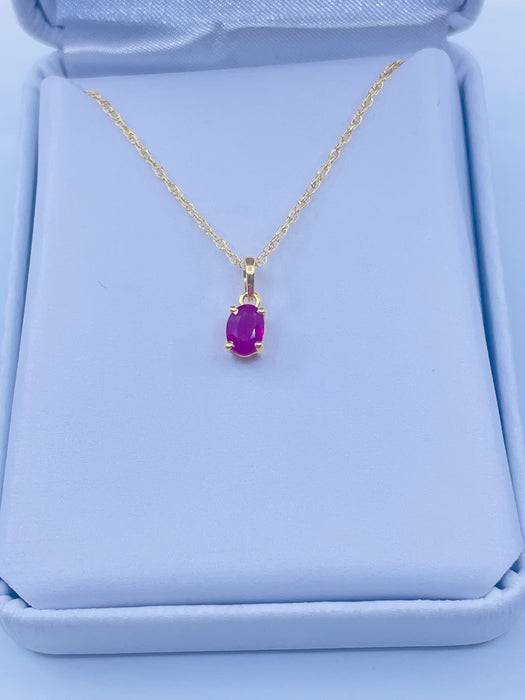 14kt Yellow Gold .60ct Oval Ruby Pendant