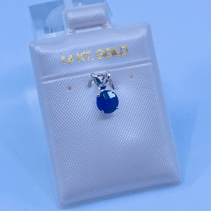 14kt White Gold .45ct lab grown Sapphire Pendant