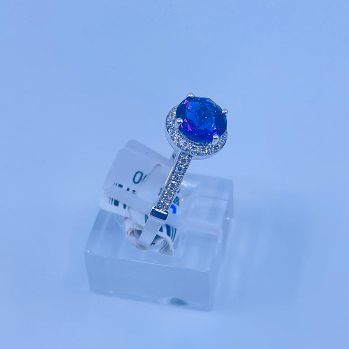 14kt White Gold 1.25ct Amethyst and 34 Diamond Ring