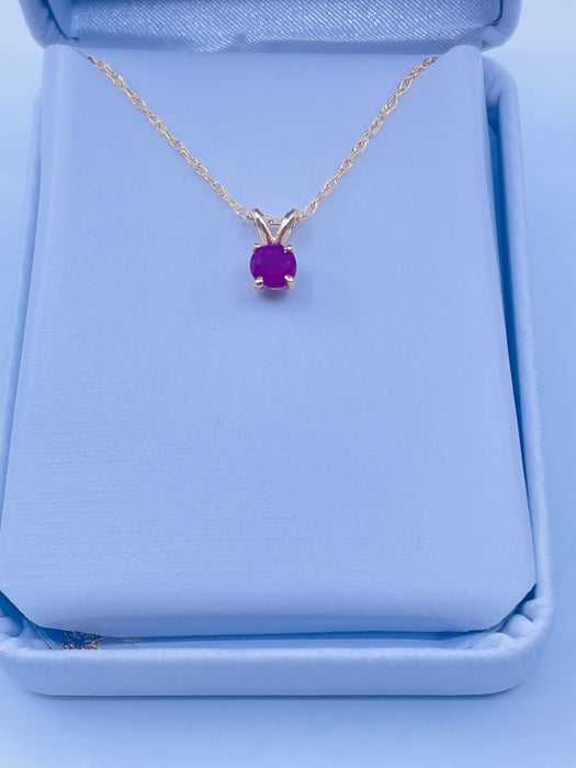 14kt Yellow Gold .60ct Round Ruby Pendant