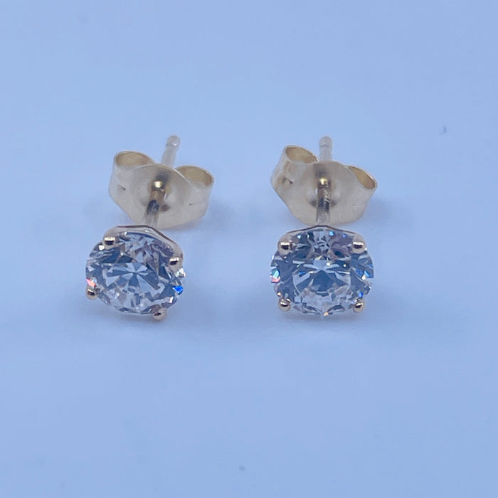 14kt Yellow Gold 1.00ctw round brilliant cut lab grown diamond 4-prong martini stud earrings