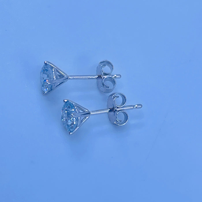 14kt White Gold .75ctw round brilliant cut lab grown diamond 4-prong martini stud earrings