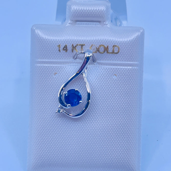 14kt White Gold .31ct Sapphire and Diamond Pendant