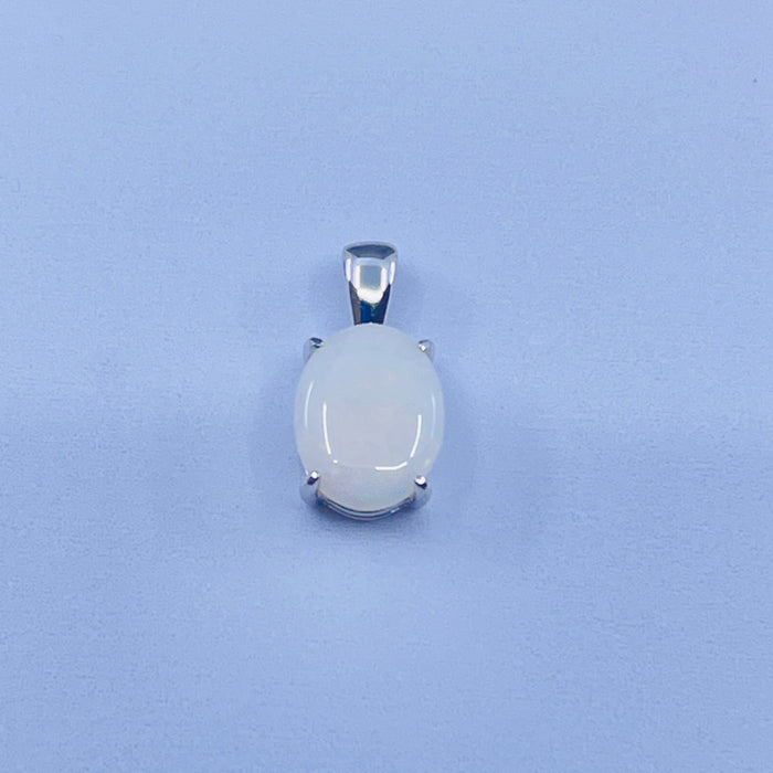 Sterling Silver 7x9 oval Opal Pendant