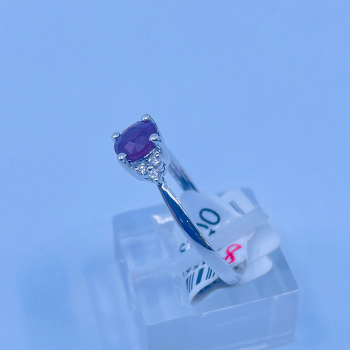 14kt White Gold .69ct Ruby and 6 Diamond Ring