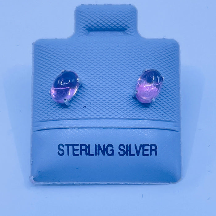 Sterling Silver Pink Tourmaline Earrings