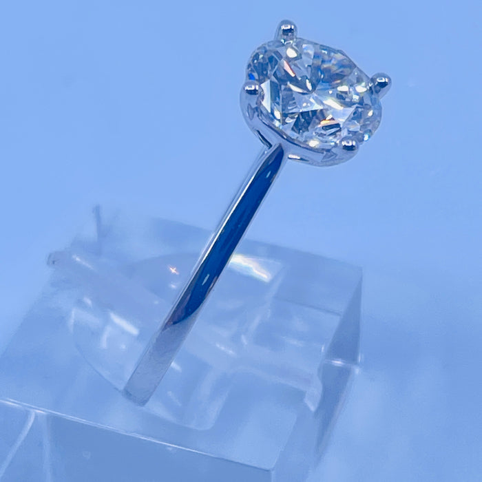 14kt White Gold 2.98ct E VS Round lab grown Diamond Solitaire