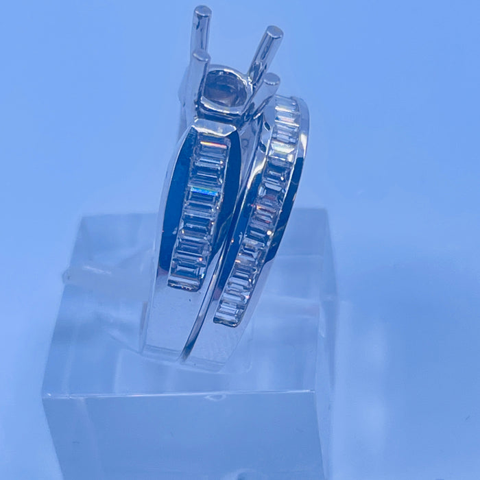 14kt White Gold 1.20ctw baguette Diamond Bridal Set
