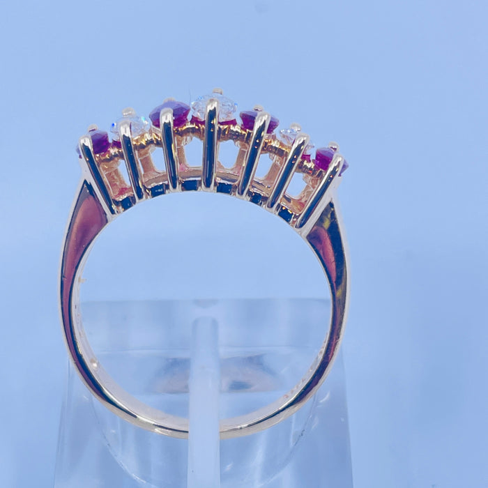 14kt Yellow Gold Marquise shaped Ruby and Diamond Ring