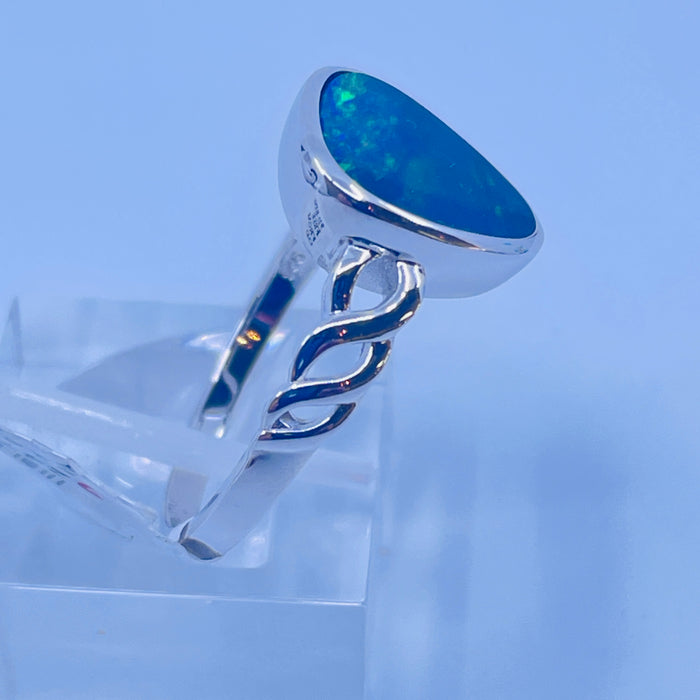 Sterling Silver Freeform bezel set Opal ring