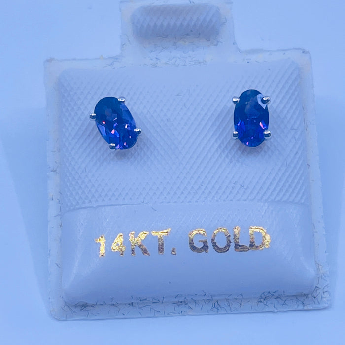 14kt White Gold Amethyst Oval Earrings