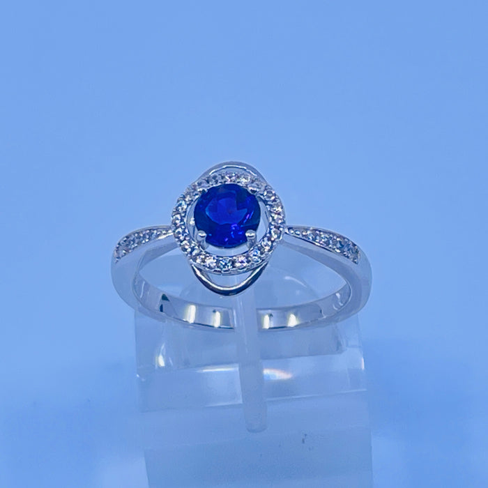 Sterling Silver Amethyst ring with cz side stones