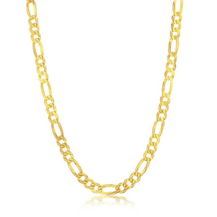 22” Sterling Silver, 5mm Flat Figaro Chain - Gold Plated