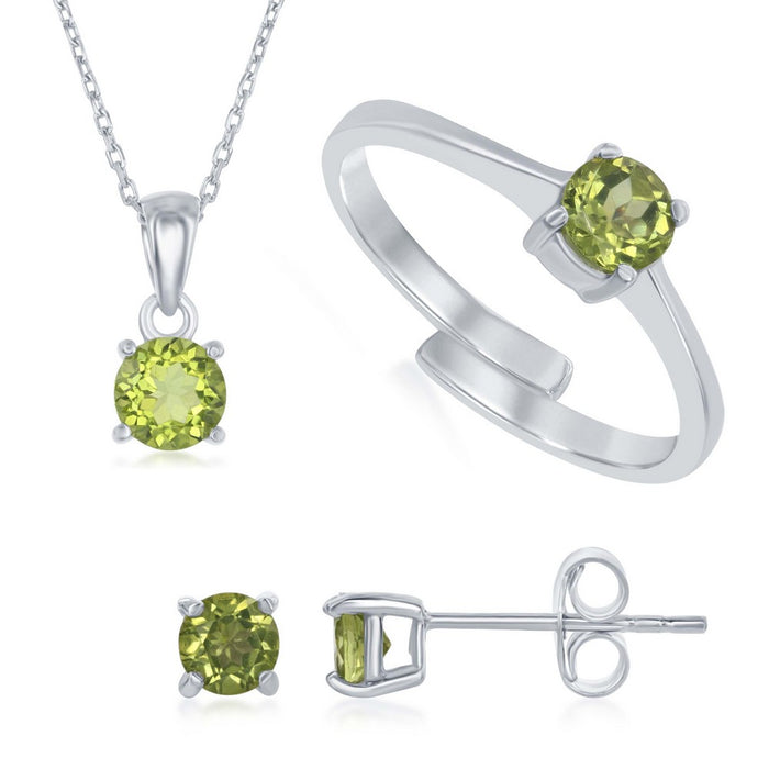 Sterling Silver "August Birthstone" Peridot Set