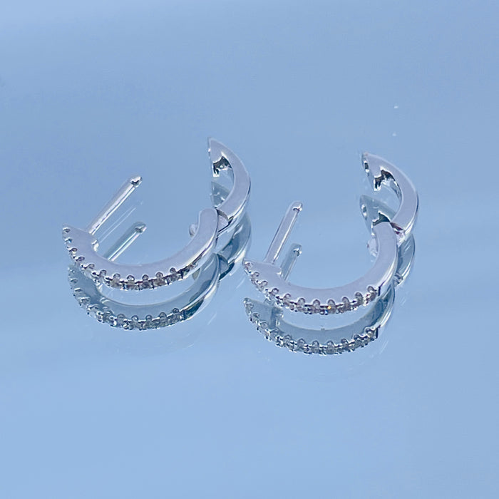 14kt White Gold .08ctw Diamond Hoop Earrings