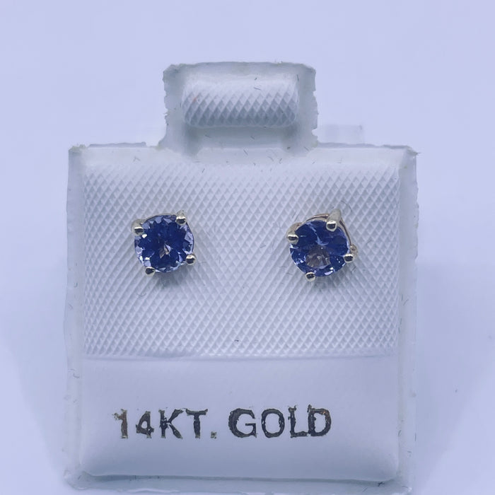 14kt White Gold 4mm Tanzanite Stud Earrings