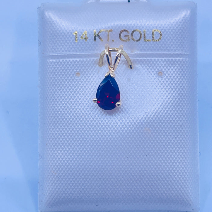14kt Yellow Gold Pear shaped Garnet Pendant