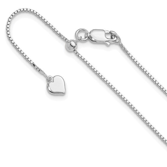 Leslie's 22” Sterling Silver Rhodium-plated Adjustable .95mm Box Chain