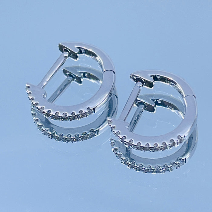 14kt White Gold .08ctw Diamond Hoop Earrings