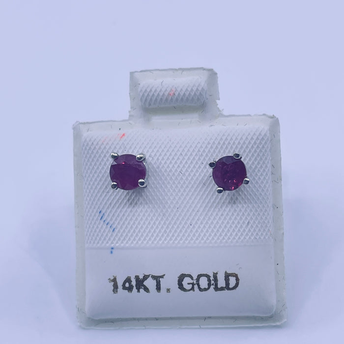 14kt White Gold 4mm Ruby Stud Earrings