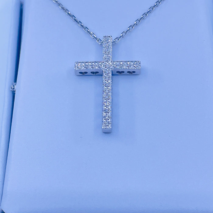 Sterling Silver Diamond Cross Pendant .07ctw