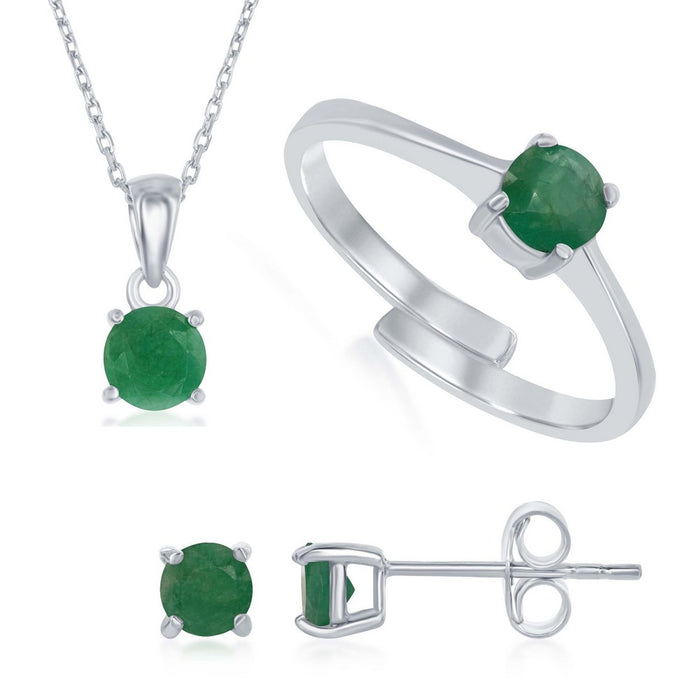 Sterling Silver "May Birthstone" Emerald Set