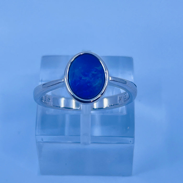 Sterling Silver Opal doublet Ring
