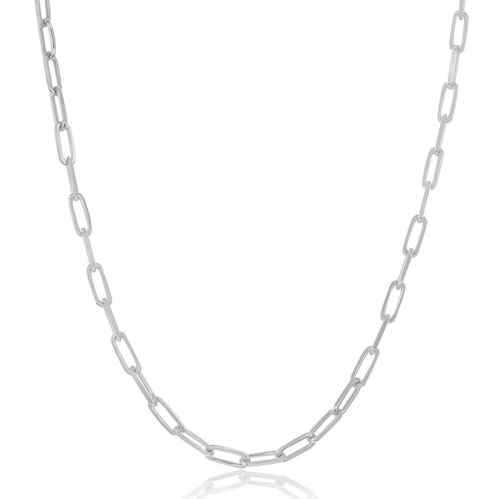Sterling Silver 18” 3.2mm Paper Clip Chain - Rhodium Plated