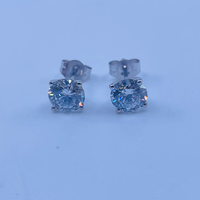 14kt White Gold 1.00ctw round brilliant cut lab grown diamond 4-prong martini stud earrings