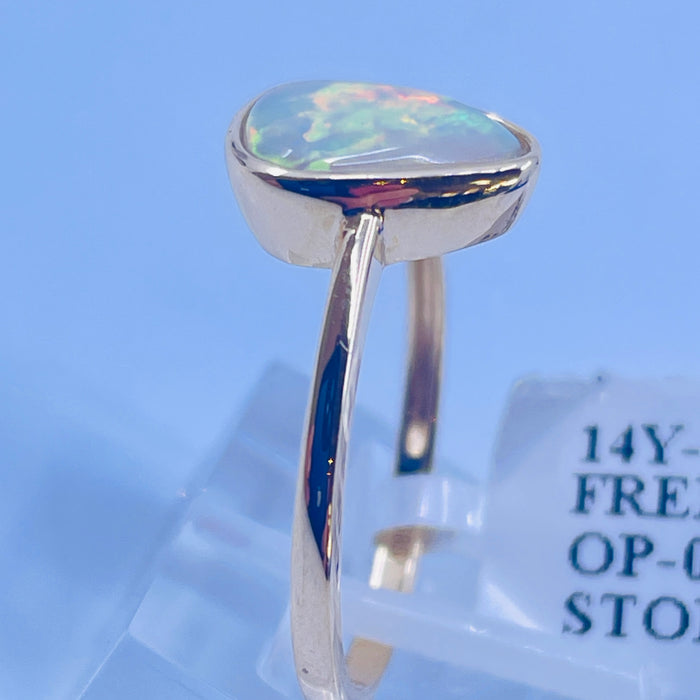 14kt Yellow Gold Freeform bezel set Opal ring