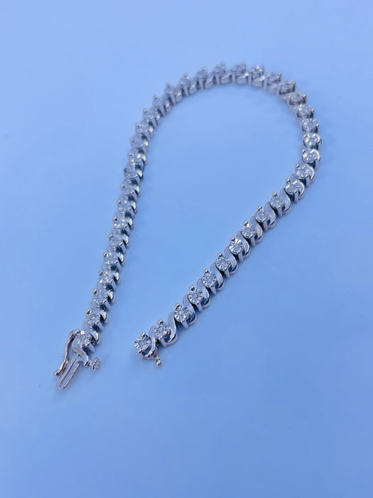 Sterling Silver 7” .25ctw diamond bracelet