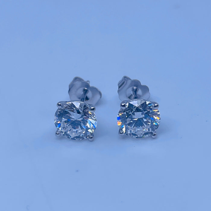 14kt White Gold 2.00ctw round brilliant cut lab grown diamond 4-prong martini stud earrings