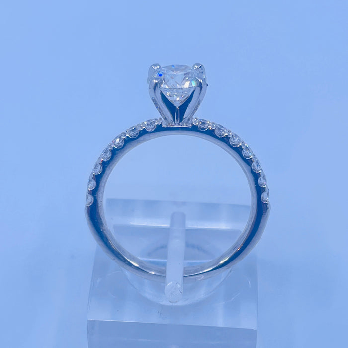 Platinum Engagement Ring with a 1.01ct Round VS2 I GIA1166492567 center diamond with 14 SI GH side diamonds @ .33ctw