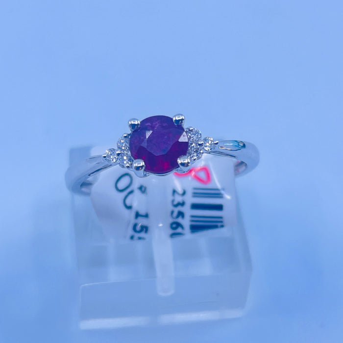 14kt White Gold .69ct Ruby and 6 Diamond Ring