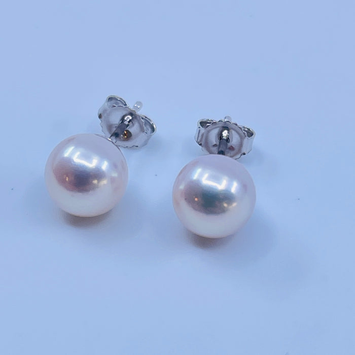14kt White Gold 7mm Akoya Pearl stud earrings