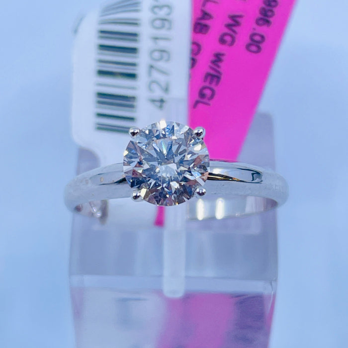 14kt White Gold 1ct Round lab grown Diamond Solitaire