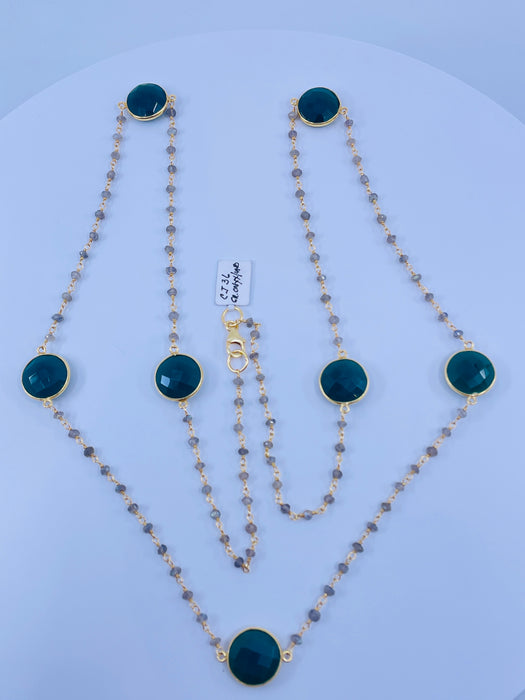 36” Green Onyx station Necklace